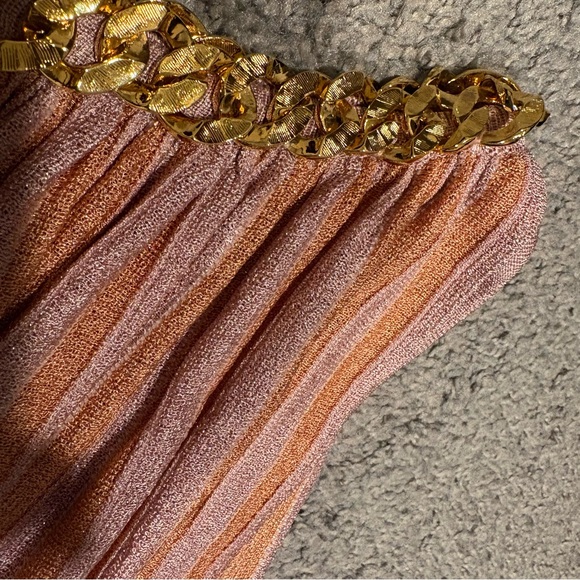 St John New Sparkle Sunburst Pleated Halter Chain Neck Gown Size XL $2,995.00 - Picture 16 of 16